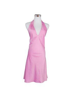 Wild Fable Pink Halter Midi Dress With Bow Tie Back Medium